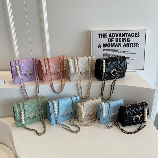 Stylish Addition - Fashionable Designar Diamond Lattice Chain Pearl Women's Shoulder Bag Multicolor for Women/Girls. - Modern - Choice Expression